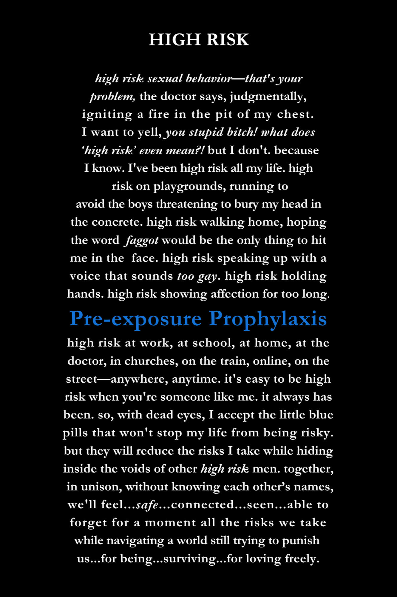 High Risk (Image from the book Gay Poem: In Color by Ameer Drane) Image of High Risk from the poetry book Gay Poem: In Color and Gay Poem by Ameer Drane