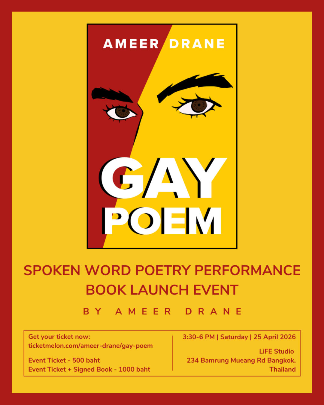 Gay Poem by Ameer Drane - Book Launch Event and Performance Information